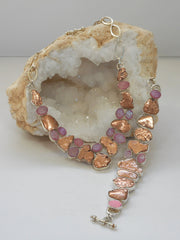 Native Copper and Pink Druzy Quartz Necklace