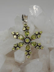 Delicate Peridot Snowflake Pendant