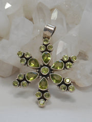 Delicate Peridot Snowflake Pendant