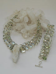 Green Amethyst And Rough Quartz Crystal Artisan Gemstones Necklace 1