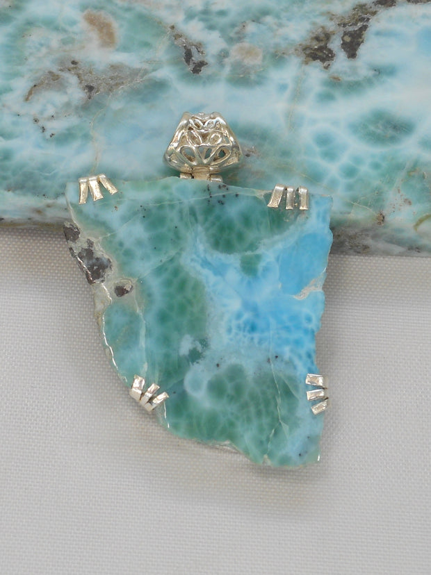 Free-form Organic Larimar Pendant 1