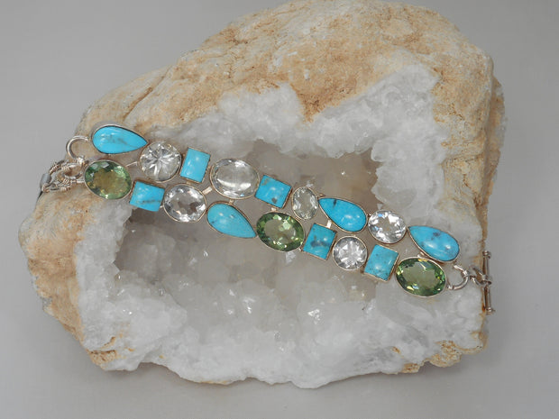 Artisan Turquoise Bracelet 5 with Amethyst Quartz and Topaz