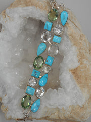 Artisan Turquoise Bracelet 5 with Amethyst Quartz and Topaz