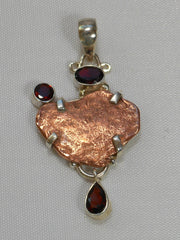 Native Copper Pendant 9 with Garnets
