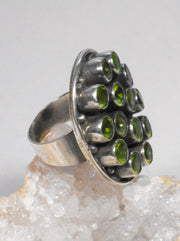 Faceted Peridot Quartz and Sterling Ring 1
