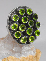 Faceted Peridot Quartz and Sterling Ring 1