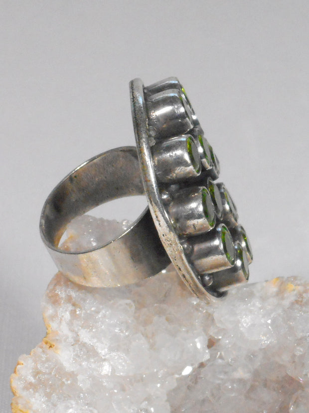 Faceted Peridot Quartz and Sterling Ring 1