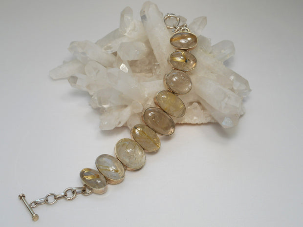 Golden Rutilated Quartz Gemstones Bracelet 2