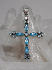 Blue Topaz Jewelled Cross
