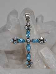 Blue Topaz Jewelled Cross