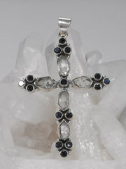 Herkimer Diamond Quartz Crystal Jewelled Cross