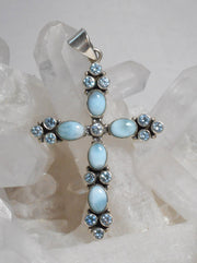 Larimar and Blue Topaz Jewelled Cross