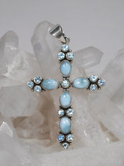 Larimar and Blue Topaz Jewelled Cross