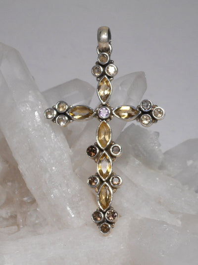 Citrine Quartz Jeweled Cross