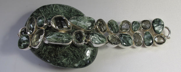 Seraphinite and Green Amethyst Quartz Bracelet