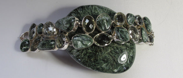 Seraphinite and Green Amethyst Quartz Bracelet