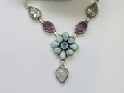 Delicate Larimar Flower Cluster Necklace 5