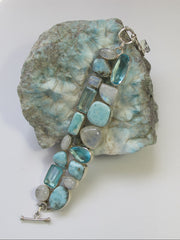 Larimar and Moonstone Bracelet 3 with Blue Topaz