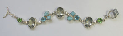 Larimar and Green Amethyst Quartz Bracelet 2 with Blue Topaz and Peridot