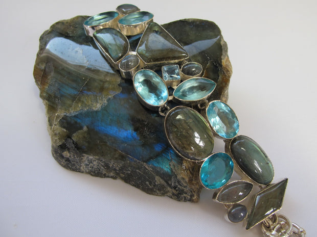 Labradorite and Blue Topaz Bracelet