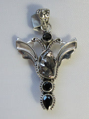 Angel Sterling and Meteorite Pendant 2 with Onyx