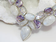 Moonstone, Rainbow Topaz, and Pearl Necklace