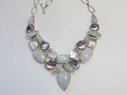 Moonstone, Rainbow Topaz, and Pearl Necklace