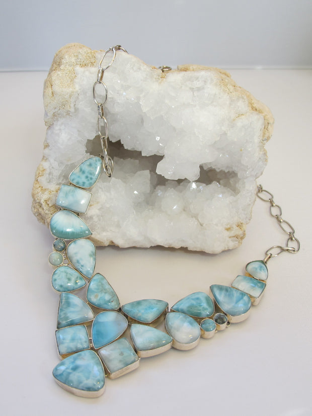 Large larimar necklace sales