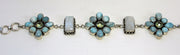 Larimar and Moonstone Flower Cluster Bracelet 10