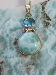 Larimar and Sterling Pendant 3 with Blue Topaz