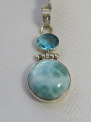 Larimar and Sterling Pendant 3 with Blue Topaz