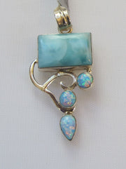 Larimar Pendant 5 with Fire Opals