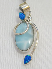 Larimar Pendant 7 with Fire Opal