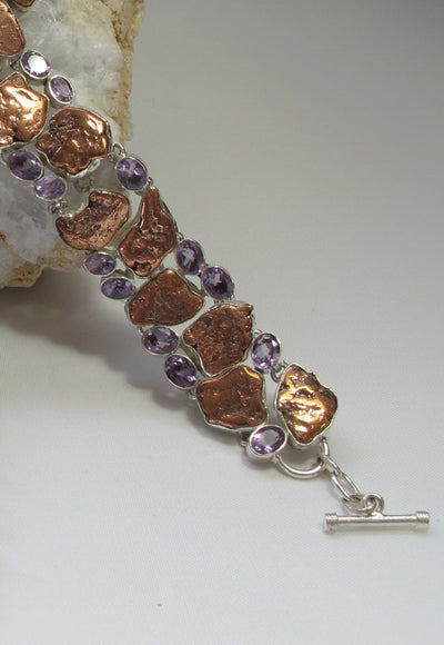 Native Copper and Amethyst Quartz Bracelet