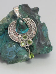 Chrysocolla and Sterling Pendant with Peridot