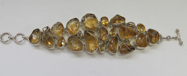 Natural Polished Rough Citrine Quartz Crystal Bracelet 1