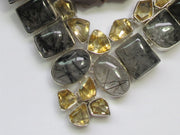 Rutilated Quartz and Rough Citrine Quartz Crystal Gemstone Necklace 1