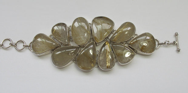 Golden Rutilated Quartz Crystal Gemstones Bracelet 1