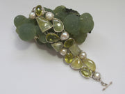 Prehnite Bracelet 2 with Citrine Quartz and Mabe Pearls