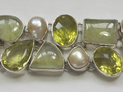 Prehnite Bracelet 2 with Citrine Quartz and Mabe Pearls