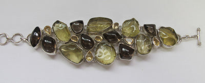 Honey Citrine and Smoky Quartz Crystal Gemstones Bracelet