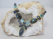 Labradorite and Blue Topaz Necklace 1 with Pearl