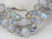 Moonstone Mosaic Necklace 2, Round center stones