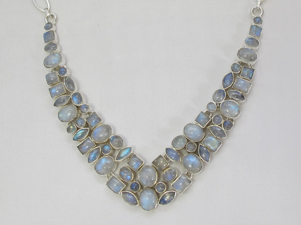 Moonstone Mosaic Necklace 2, Round center stones