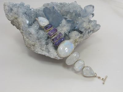 Moonstone Bracelet 4 with Charoite