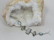 Larimar and Moonstone Bracelet 11 with Green Amethyst Quartz