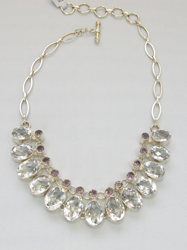 *White Topaz and Amethyst Quartz Necklace