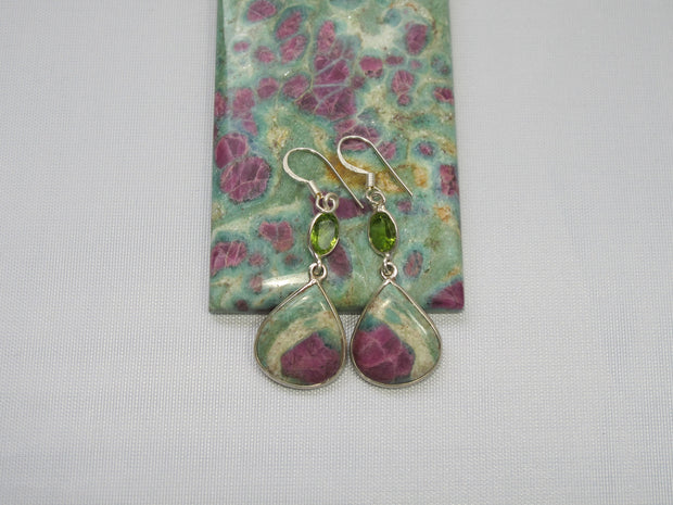 Ruby in Fuchsite Earring Set 1 with Peridot