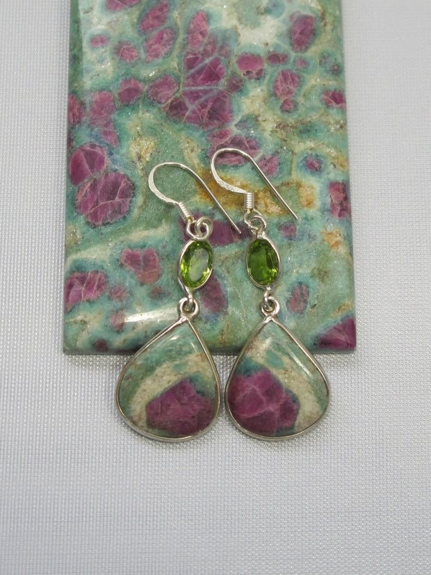 Ruby in Fuchsite Earring Set 1 with Peridot