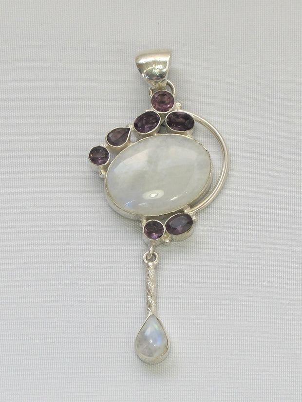 Moonstone Pendant 7 with African Amethyst Quartz